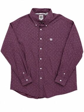 Cinch Men's Wine Geometric Button-Down Shirt